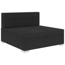   Seduta Centrale Modulare 1 pz con Cuscini in Polyrattan Nero