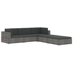   Seduta Centrale Modulare 1 pz con Cuscini in Polyrattan Nero