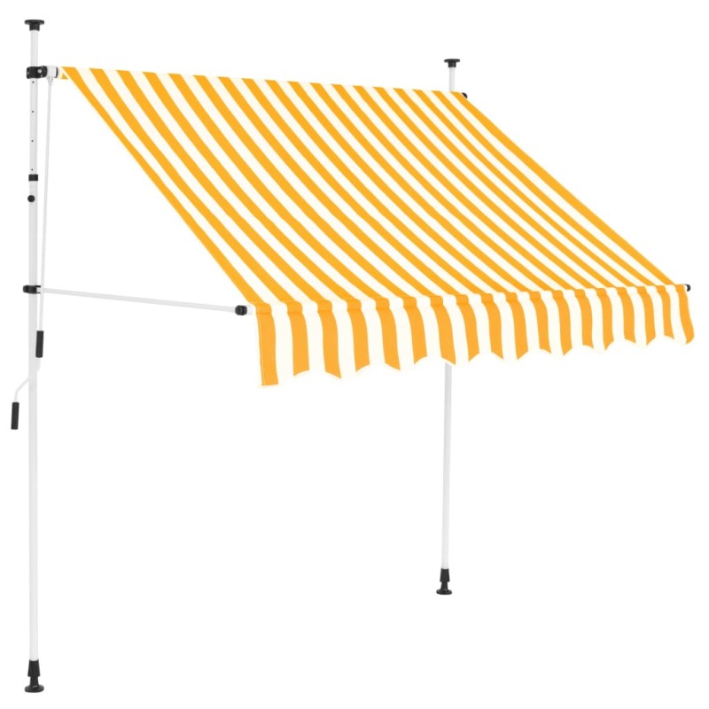   Tenda da Sole Retrattile Manuale 200cm Strisce Arancione Bianco