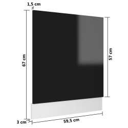 Pannello Lavastoviglie Nero Lucido 59,5x3x67 cm in Truciolato