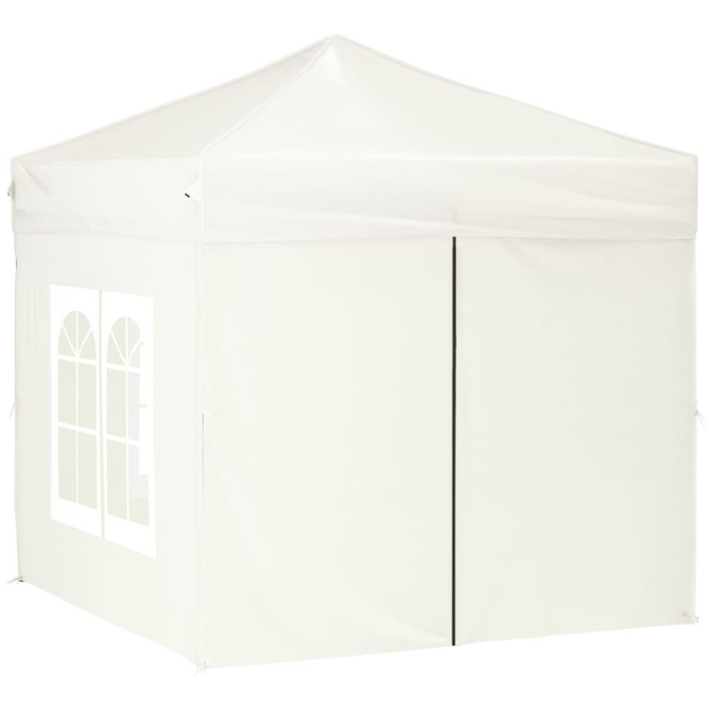   Tenda per Feste Pieghevole con Pareti Laterali Crema 2x2 m