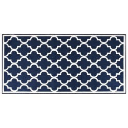 vidaXL Tappeto da Esterno Navy e Bianco 100x200 cm Design Reversibile