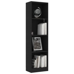   Libreria a 4 Ripiani Nero 40x24x142 cm in Truciolato