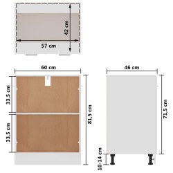   Armadio Inferiore Bianco Lucido 60x46x81,5 cm in Truciolato