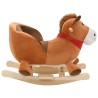 vidaXL Cavallo a Dondolo con Schienale in Peluche 60x32x50 cm Marrone