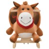 vidaXL Cavallo a Dondolo con Schienale in Peluche 60x32x50 cm Marrone