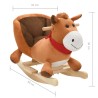 vidaXL Cavallo a Dondolo con Schienale in Peluche 60x32x50 cm Marrone