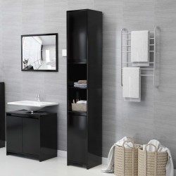   Armadio da Bagno Nero 30x30x183,5 cm in Truciolato