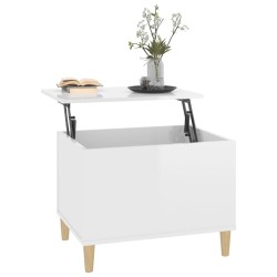   Tavolino Salotto Bianco Lucido 60x44,5x45 cm Legno ingegnerizzato