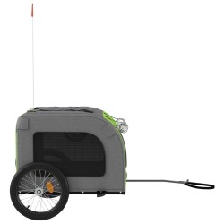 vidaXL Rimorchio da Bici per Cani Verde e Grigio Oxford e Ferro