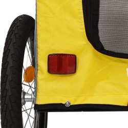 vidaXL Rimorchio da Bici per Cani Giallo e Grigio Oxford e Ferro