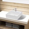   Lavandino Bagno in Ceramica Bianca Quadrato con Foro Rubinetto