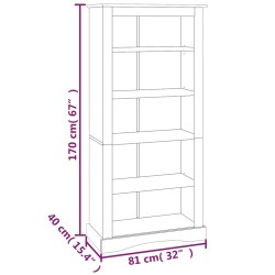 Libreria 5 Ripiani Pino Messicano Corona Range 81x40x170 cm