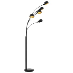 Lampada da Terra 200 cm 5 Bulbi E14 Nero e Oro