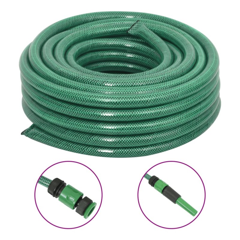 vidaXL Set Tubo da Giardino con Raccordi Verde 0,9" 100 m in PVC