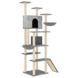   Albero per Gatti con Tiragraffi in Sisal Grigio Chiaro 191 cm