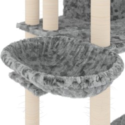   Albero per Gatti con Tiragraffi in Sisal Grigio Chiaro 191 cm