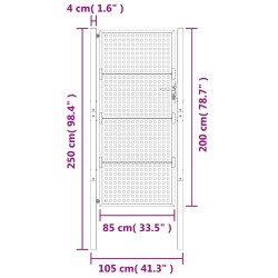 vidaXL Cancello Giardino Antracite 105x250 cm in Acciaio