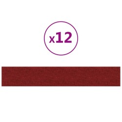 vidaXL Pannelli Murali 12 pz Rosso Vino 90x15 cm Tessuto 1,62 m²