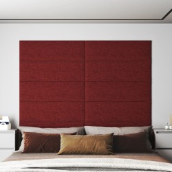 vidaXL Pannelli Murali 12 pz Rosso Vino 90x30 cm in Tessuto 3,24 m²