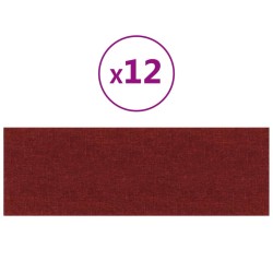 vidaXL Pannelli Murali 12 pz Rosso Vino 90x30 cm in Tessuto 3,24 m²