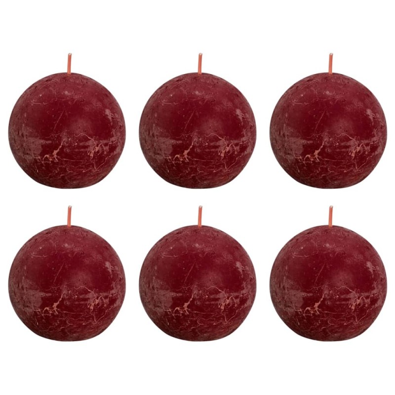 Bolsius Candele Rustiche a Sfera Shine 6 pz 76x71 mm Rosso Velluto