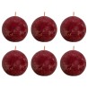 Bolsius Candele Rustiche a Sfera Shine 6 pz 76x71 mm Rosso Velluto