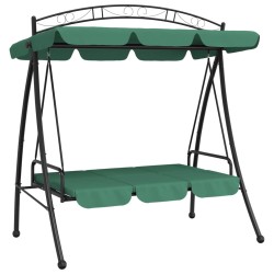 vidaXL Panca a Dondolo con Baldacchino Verde 198 cm Tessuto e Acciaio