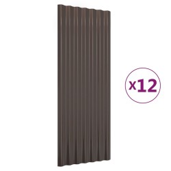   Pannelli Tetto 12pz Acciaio Verniciato Polvere Marrone 100x36cm