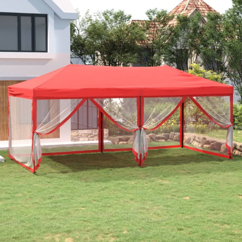   Tenda per Feste Pieghevole con Pareti Laterali Rosso 3x6 m