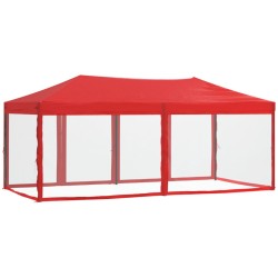   Tenda per Feste Pieghevole con Pareti Laterali Rosso 3x6 m