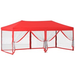   Tenda per Feste Pieghevole con Pareti Laterali Rosso 3x6 m