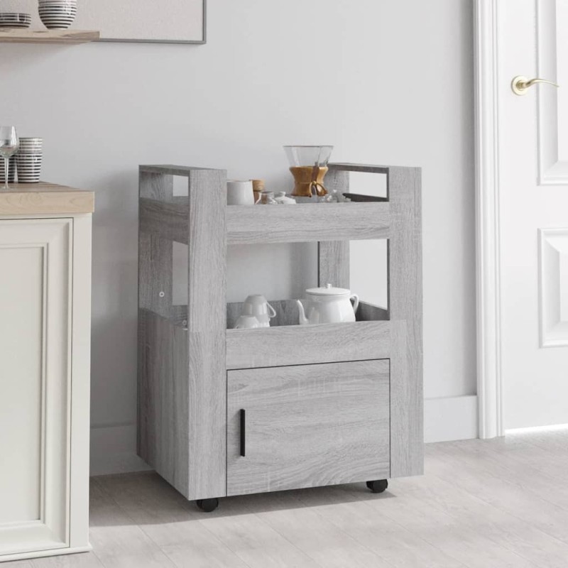   Carrello da Cucina Grigio Sonoma 60x45x80 cm Legno ingegnerizzato