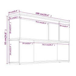   Libreria Rovere Fumo 100x24x63 cm in Legno Ingegnerizzato