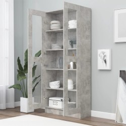   Armadio con Vetrina Grigio Cemento 82,5x30,5x185,5cm Truciolato