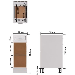   Armadio con Cassetto Bianco Lucido 30x46x81,5 cm in Truciolato