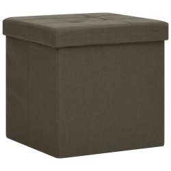 vidaXL Pouf con Contenitore Pieghevoli 2pz Marrone Scuro in Simil Lino