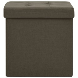 vidaXL Pouf con Contenitore Pieghevoli 2pz Marrone Scuro in Simil Lino