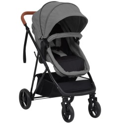 vidaXL Passeggino 3 in 1 Grigio Chiaro e Nero in Acciaio