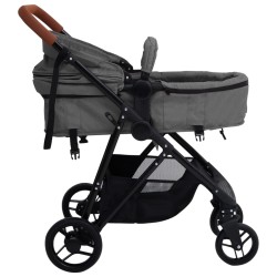 vidaXL Passeggino 3 in 1 Grigio Chiaro e Nero in Acciaio