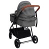 vidaXL Passeggino 3 in 1 Grigio Chiaro e Nero in Acciaio