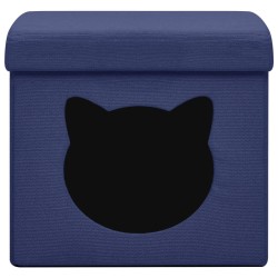 vidaXL Sgabello con Contenitore Pieghevole Gatto Blu in Tessuto 