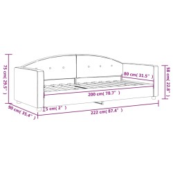 vidaXL Letto da Giorno Grigio Chiaro 80x200 cm in Velluto