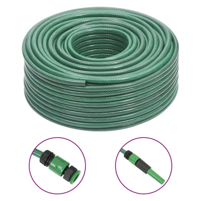 vidaXL Set Tubo da Giardino con Raccordi Verde 0,6" 100 m in PVC