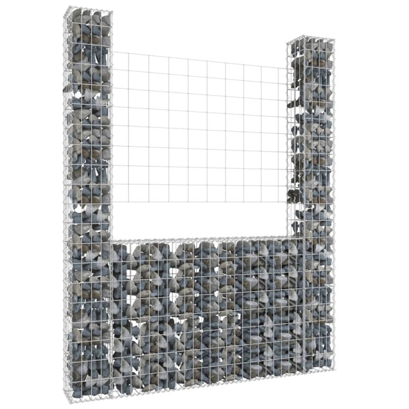    Gabbione a U con 2 Pali in Ferro 140x20x200 cm