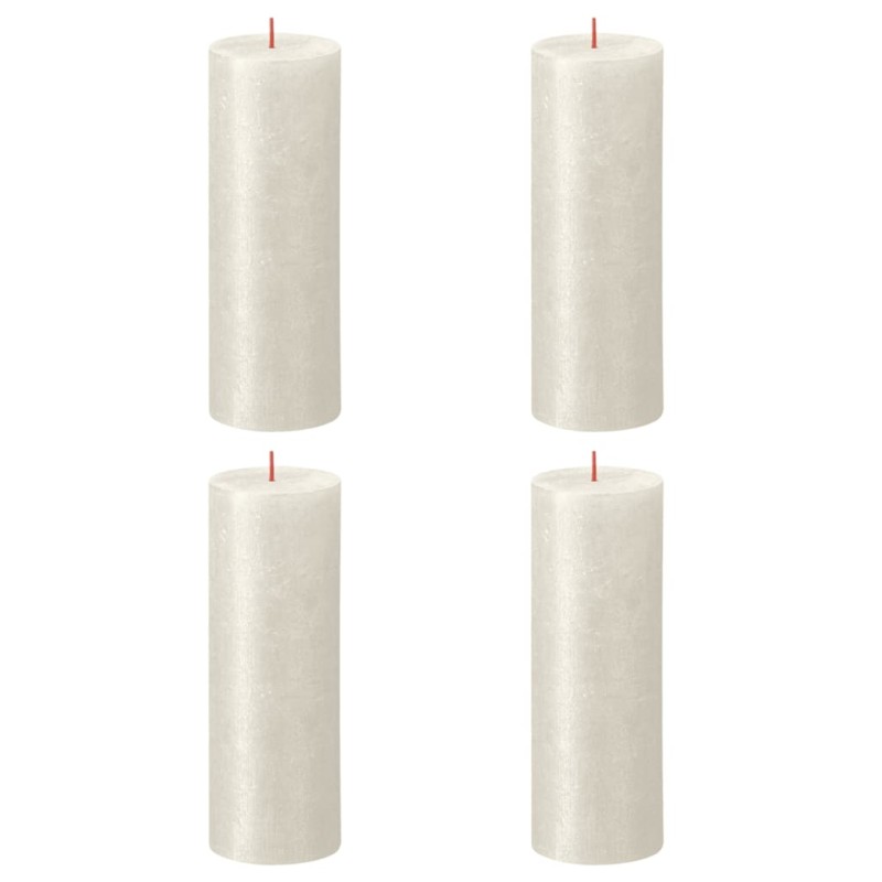 Bolsius Candele Pilastro Rustiche Shimmer 4 pz 190x68 mm Avorio