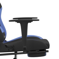 vidaXL Sedia da Gaming Massaggio e Poggiapiedi in Tessuto Nero e Blu