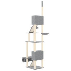    Albero per Gatti Pavimento Soffitto Grigio Chiaro 277-303 cm