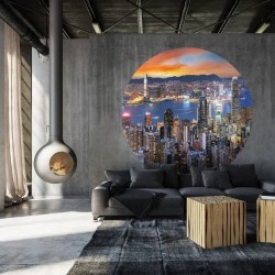 WallArt Cerchio Carta da Parati Skyline by Night 190 cm