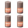 Bolsius Candele Rustiche a Colonna Shine 4 pz 130x68mm Tortora Rustico